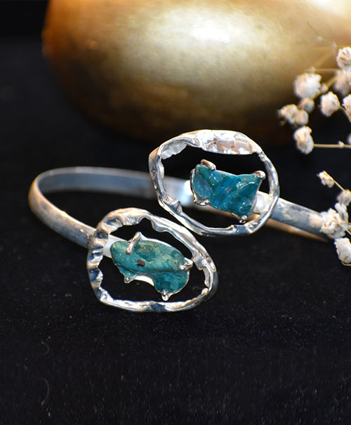 Chrysocolla Raw Finish Design Bangle
