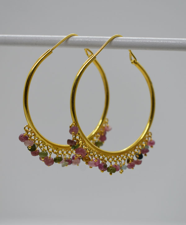 Tourmaline Tassel Hoops