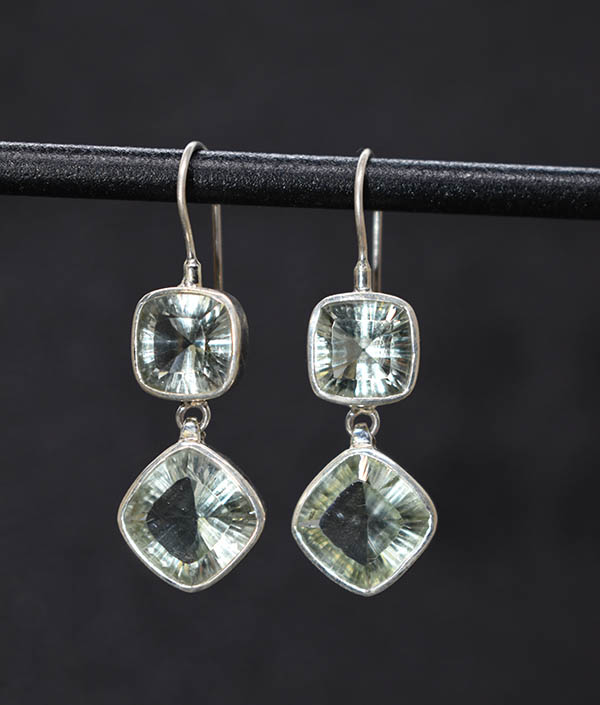 Green Amethyst & Silver Earrings