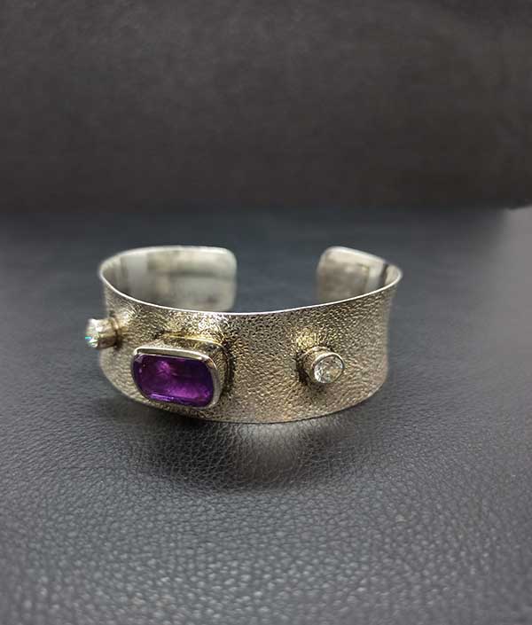 Amethyst & Silver Cuff