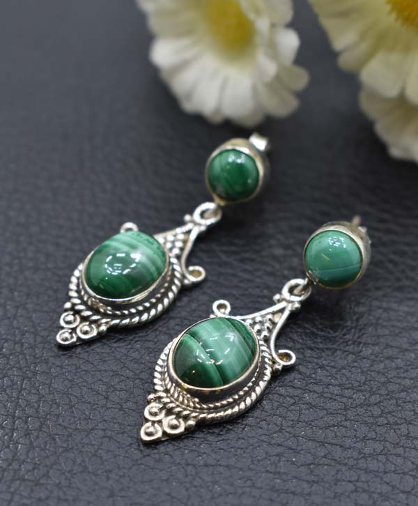 Malachite & Silver Earrings
