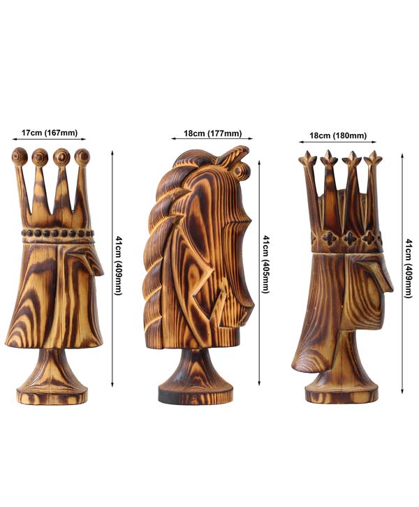Hand Carved King, Queen & Horse Art