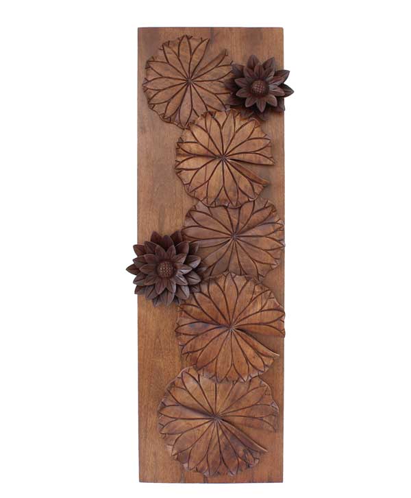 Hand Carved Lotus & Leaves Art