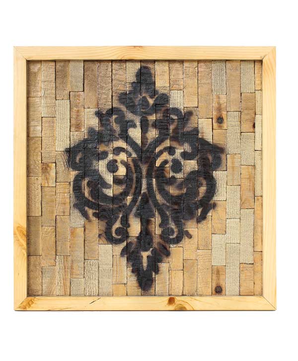 Hand Painted Damask On Raw Wood Frame