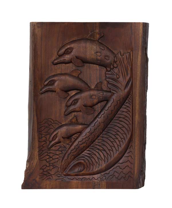 Intricately Hand Carved Dolphins Art
