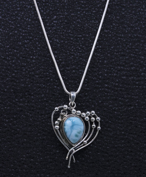 Larimar Stone With Heart Shape Design