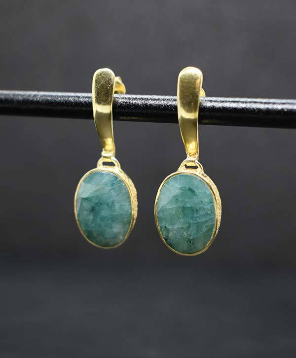 Gold Plated Emerald Earrings