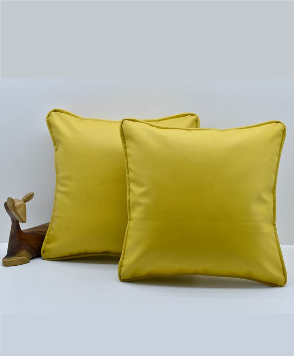 Leatherette Yellow Cushion Covers