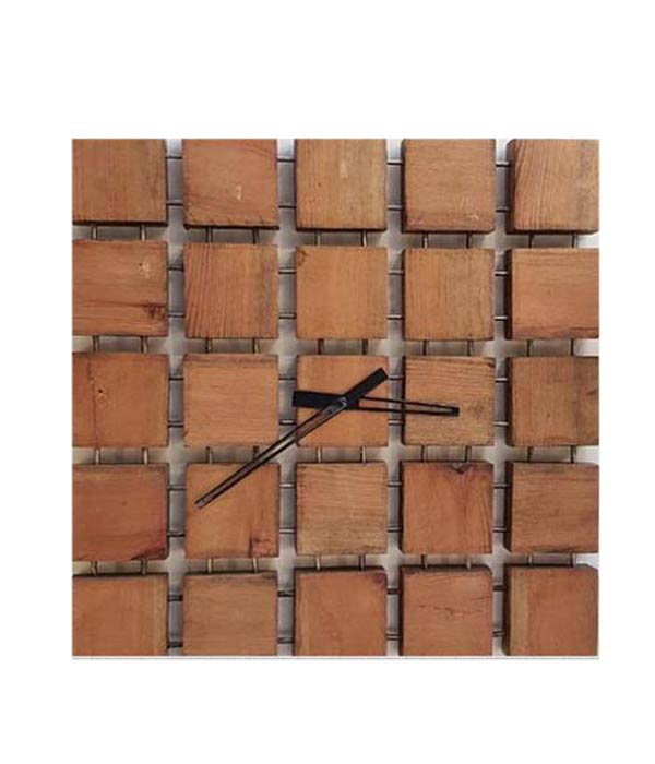 Wooden Brick Design Wall Clock