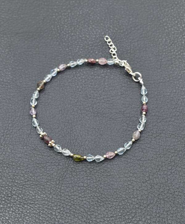 Sleek Tourmaline & Blue Topaz Bracelet