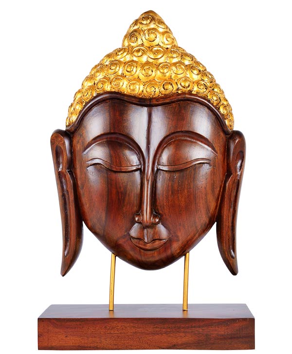 Intricately Hand Carved Buddha Face Art