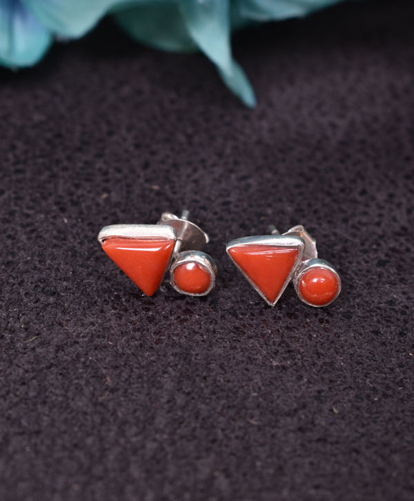 Triangle & Circle Shape Stud Earrings