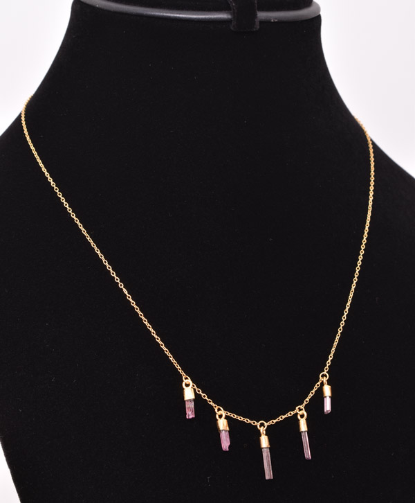 Tourmaline Stone Gold Plated Modern Necklace