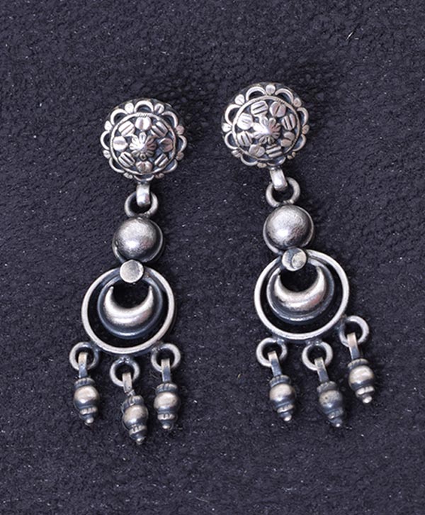Round Circle Center Moon Earrings