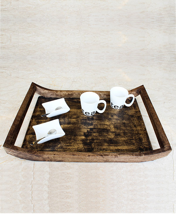 Textured Base Wooden Tray