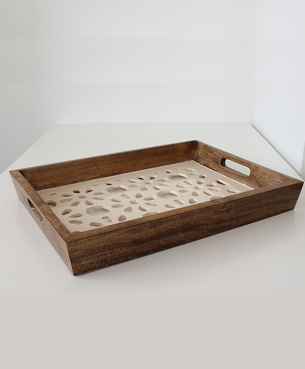 Hand Cut Base Wooden Tray