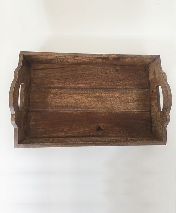 Natural Wood Tray With Solid Handles