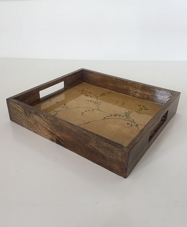 Textured Base Wooden Tray