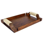 Wooden Tray With Jute On Handles