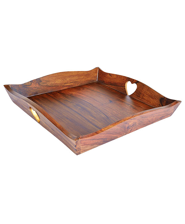 Wooden Tray With Heart Shape Handles (Big)