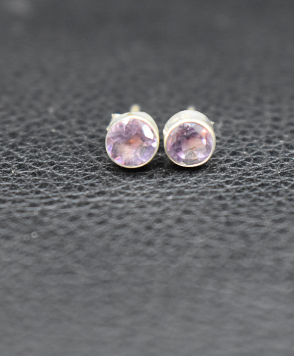 Amethyst & Silver Studs