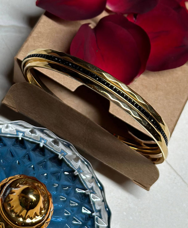 Gold and Black Stone Bangles