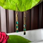 Green Glass Hanging Earrings