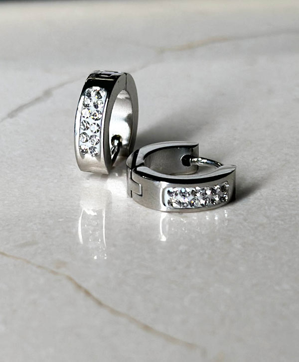 Silver And Crystal Hoops