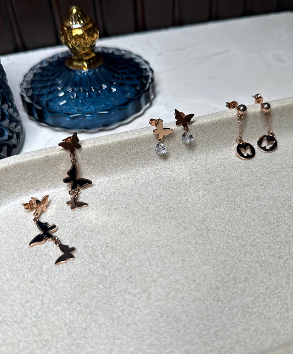 Set Of Three Butterfly Earrings