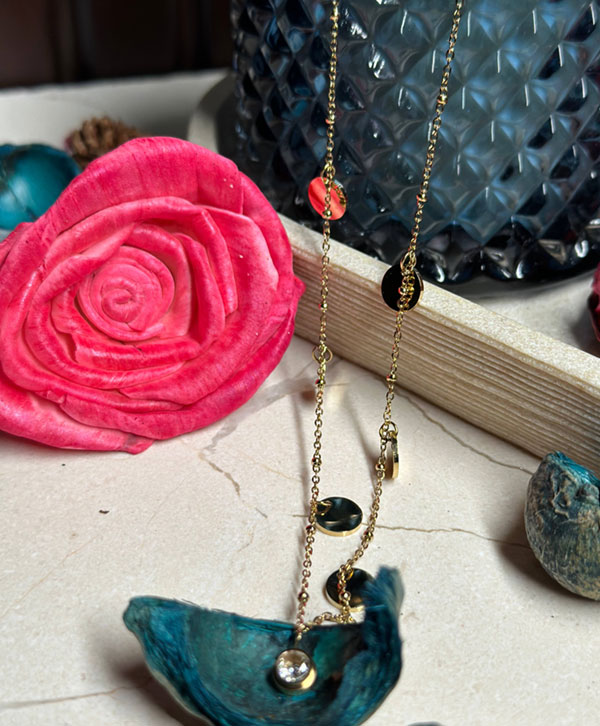 Coins and Studs Sleek Necklace