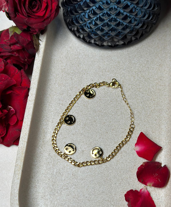 Smiley Gold Chain Bracelet